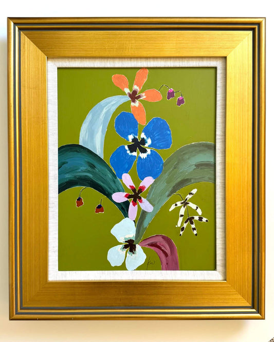 Fabled Floral in Rich Olive | 17x20