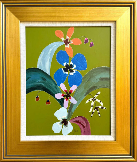 Fabled Floral in Rich Olive | 17x20