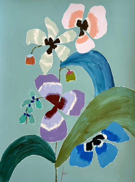 Fabled Floral in Tropical Aqua | 9x12