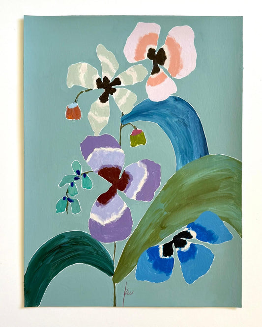 Fabled Floral in Tropical Aqua | 9x12