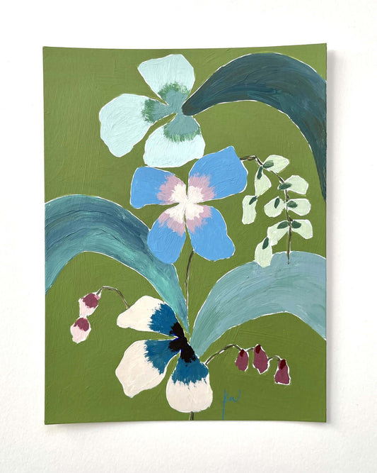 Fabled Floral in Olive | 6x8