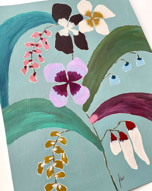 Fabled Floral in Seafoam | 11x14