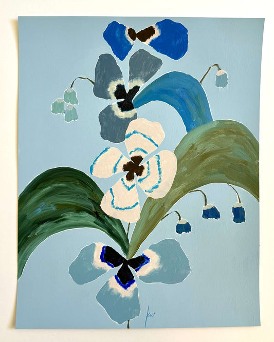 Fabled Floral in Mediterranean Blue | 11x14