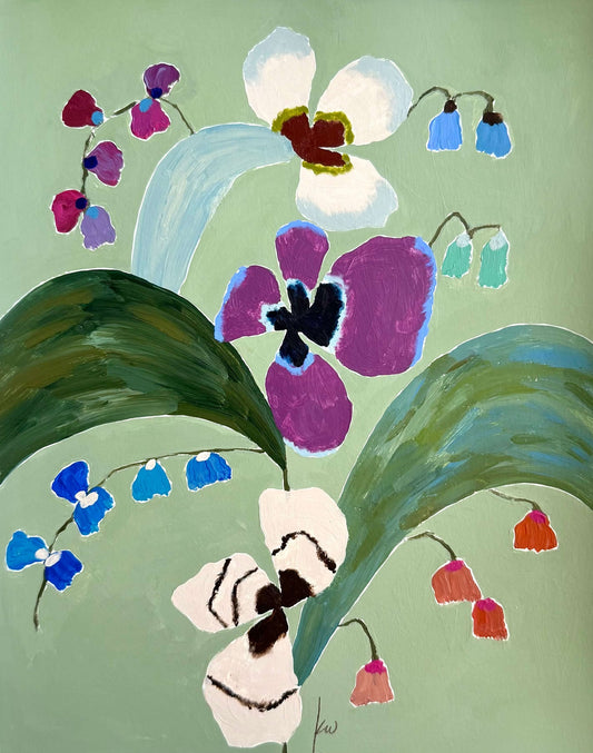 Fabled Floral in Parakeet | 11x14