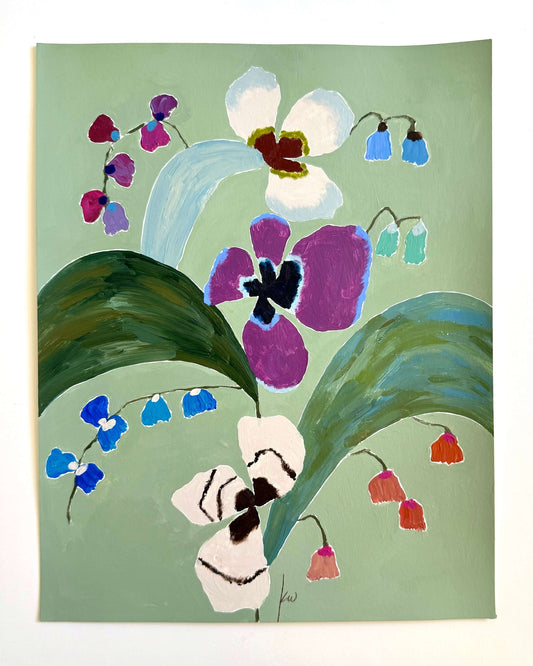 Fabled Floral in Parakeet | 11x14