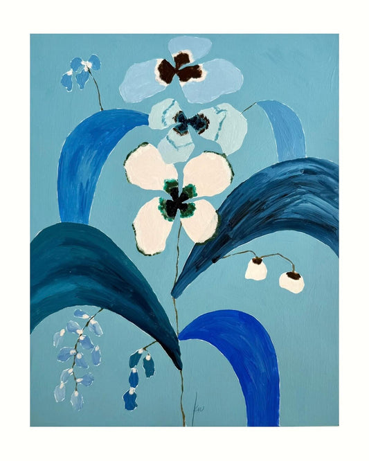 Fabled Floral in Sea Blue  |  14x11